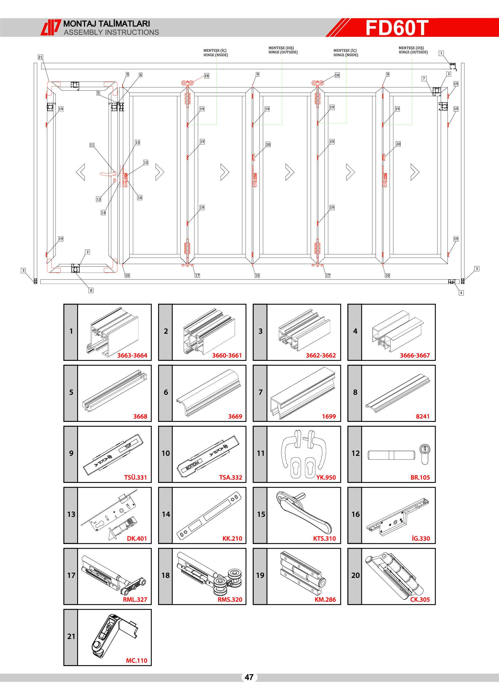 Aluminyum Katlanır Kapı 50